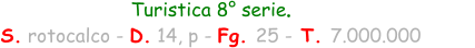 Turistica 8° serie.  S. rotocalco - D. 14, p - Fg. 25 - T. 7.000.000