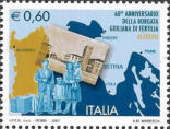 Famiglia di profughi e Sardegna, policromo.