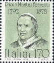Ritratto di Papa Pio IX verde e grigio. 
