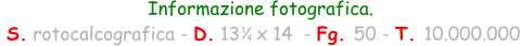 Informazione fotografica.  S. rotocalcografica - D. 13   x 14  - Fg. 50 - T. 10.000.000 1 4