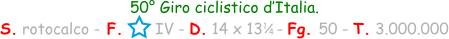50° Giro ciclistico d’Italia. S. rotocalco - F.       IV - D. 14 x 13   - Fg. 50 - T. 3.000.000 1 / 4